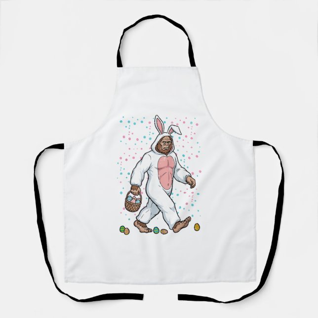 Bigfoot Easter Bunny Costume Funny Sasquatch Men W Apron (Front)