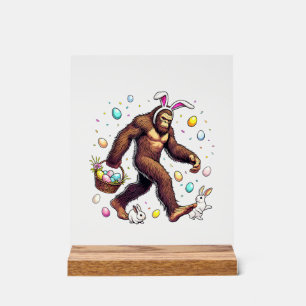 Bigfoot Easter Day Funny Sasquatch Cute Bunny East Acrylic Sign