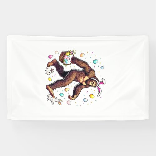 Bigfoot Easter Day Funny Sasquatch Cute Bunny East Banner