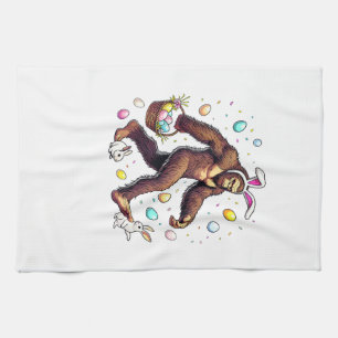 Bigfoot Easter Day Funny Sasquatch Cute Bunny East Kitchen Towel