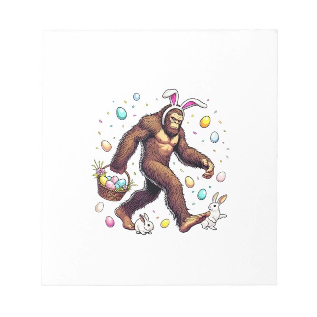 Bigfoot Easter Day Funny Sasquatch Cute Bunny East Notepad (Front)