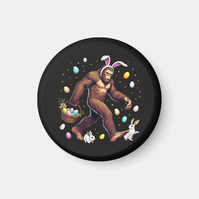 Bigfoot Easter Day Funny Sasquatch Magnet (Front)