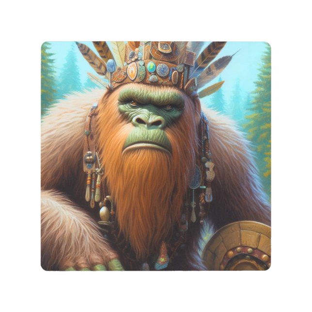 Bigfoot Eco Warrior Metal Print (Front)