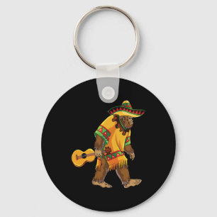 Bigfoot El Squatcho Cinco De Mayo Mexican Poncho S Keychain