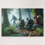 Bigfoot Encounter with hikers, Forested Backdrop Jigsaw Puzzle<br><div class="desc">Dive into the thrill of a legendary encounter with the Bigfoot Encounter puzzle! This captivating scene captures hikers frozen in shock as they catch a glimpse of the elusive Bigfoot from a distance. Set against a lush, forested backdrop, this puzzle is perfect for mystery lovers and outdoor enthusiasts alike. Each...</div>