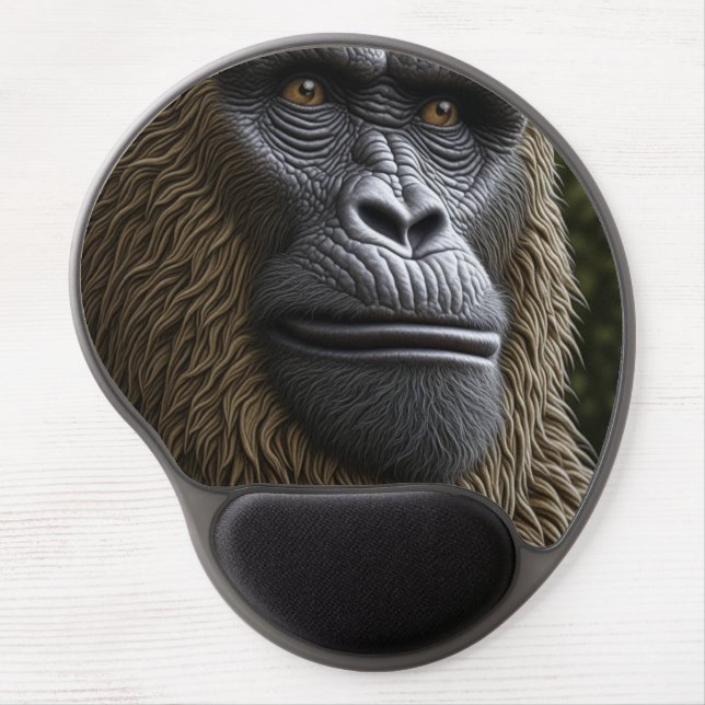 Bigfoot Face Closeup | Gorilla, Skunk Ape Gel Mouse Pad (Front)