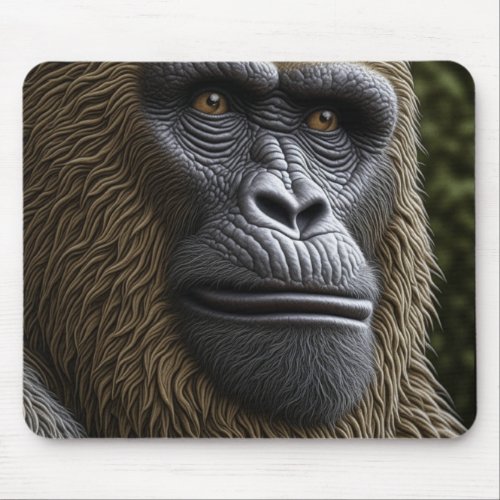 Bigfoot Face Closeup  Gorilla Skunk Ape Mouse Pad