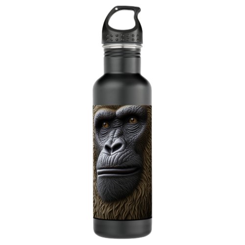 Bigfoot Face Closeup  Gorilla Skunk Ape Stainless Steel Water Bottle