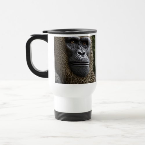 Bigfoot Face Closeup  Gorilla Skunk Ape Travel Mug