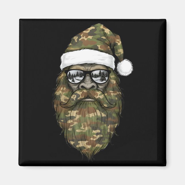 Bigfoot Face Sungles Santa Christmas Camo Xmas Sas Magnet (Front)