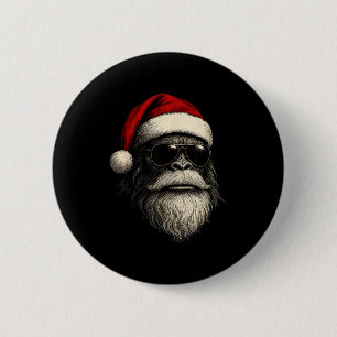 Bigfoot Face Sungles Santa Christmas Funny Xmas Sa Button
