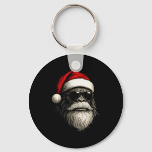 Bigfoot Face Sungles Santa Christmas Funny Xmas Sa Keychain