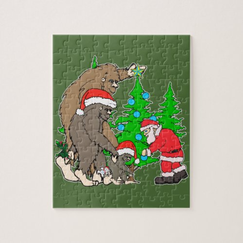 Bigfoot family  and Santa Jigsaw Puzzle