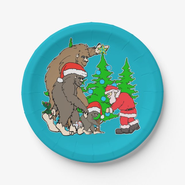 Bigfoot family  and Santa Paper Plates (Front)