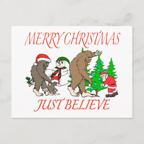 Bigfoot Family Christmas 2 Holiday Postcard