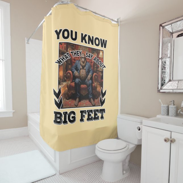 Bigfoot Feet Joke Shower Curtain (In Situ)