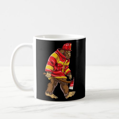 Bigfoot Firefighter Thin Red Line Sasquatch Coffee Mug