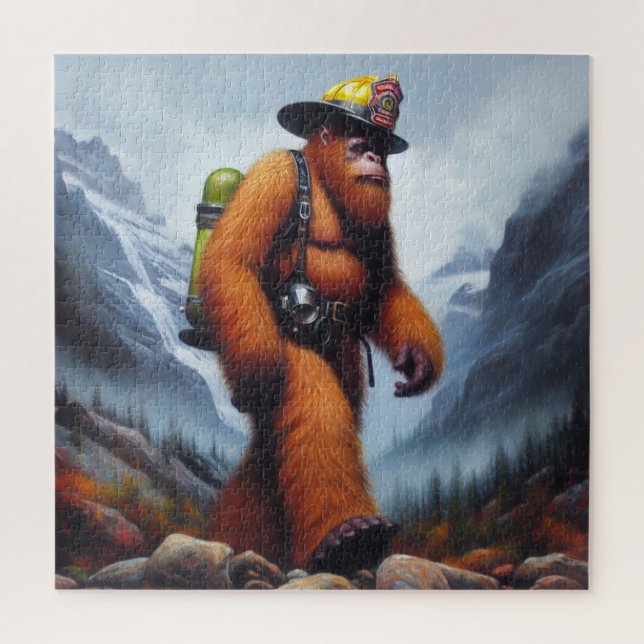 Bigfoot Fireman Jigsaw Puzzle (Vertical)