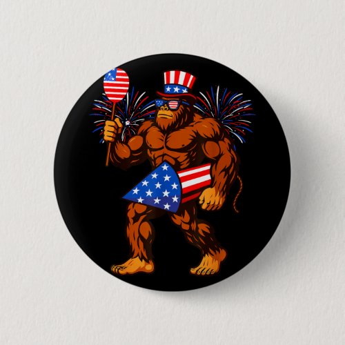 Bigfoot firework american flag bigfoot 4th of july button