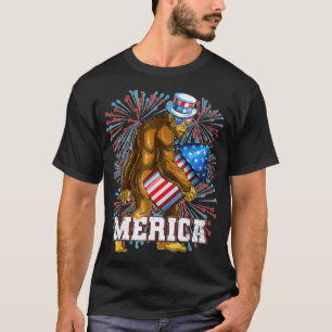 Bigfoot Fireworks 4th of July Boys Men Merica USA T-Shirt