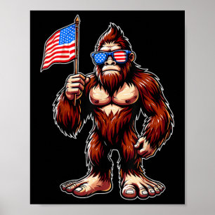 Bigfoot Fireworks 4th Of July Men Sasquatch Americ Poster