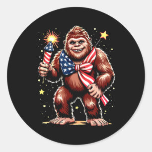 Bigfoot Fireworks 4th Of July Sasquatch US America Classic Round Sticker
