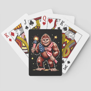 Bigfoot Fireworks 4th Of July Sasquatch US America Poker Cards
