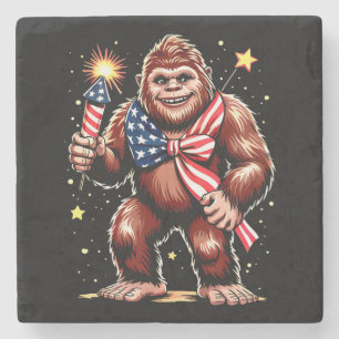 Bigfoot Fireworks 4th Of July Sasquatch US America Stone Coaster