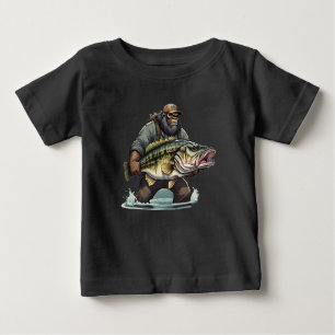 Bigfoot Fishing Bass fish Sasquatch yeti fisherman Baby T-Shirt