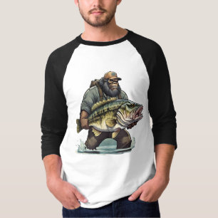 Bigfoot Fishing Bass fish Sasquatch yeti fisherman T-Shirt