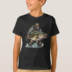 Bigfoot Fishing Bass fish Sasquatch yeti fisherman T-Shirt
