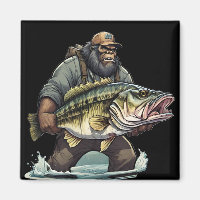Bigfoot Fishing Bass Fish Sasquatch Yeti in Lake