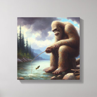 Bigfoot Fishing Canvas Print