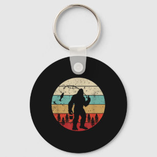 Bigfoot Fishing Funny Fisherman Retro Sasquatch Da Keychain