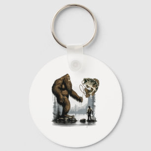 Bigfoot Fishing Funny Sasquatch Fi-shirt Keychain