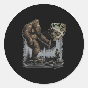 Bigfoot Fishing Funny Sasquatch Fish Classic Round Sticker