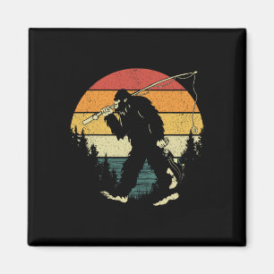 Bigfoot Fishing Funny Sasquatch Fish Sunset 80s B  Magnet
