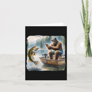 Bigfoot Fishing Funny Sasquatch Summer B Fisherman Card