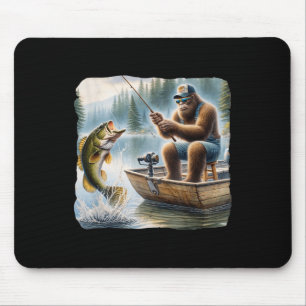 Bigfoot Fishing Funny Sasquatch Summer B Fisherman Mouse Pad