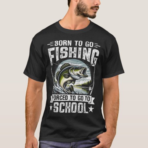 Bigfoot Fishing Men Boys Sasquatch Fishing Distres T-Shirt