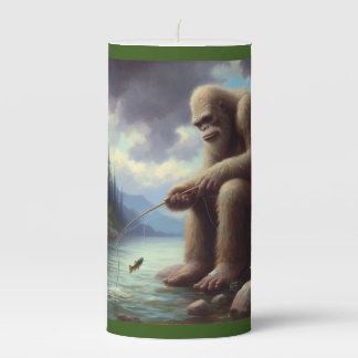 Bigfoot Fishing Pillar Candle