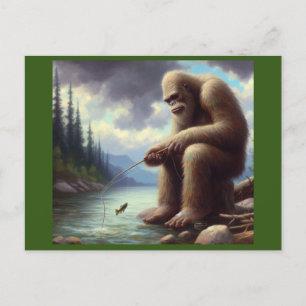 Bigfoot Fishing Postcard