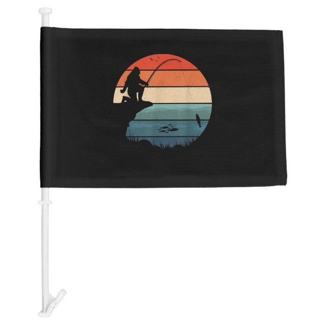 Bigfoot Fishing Sasquatch Frisherman Funny Fathers Car Flag (Front)