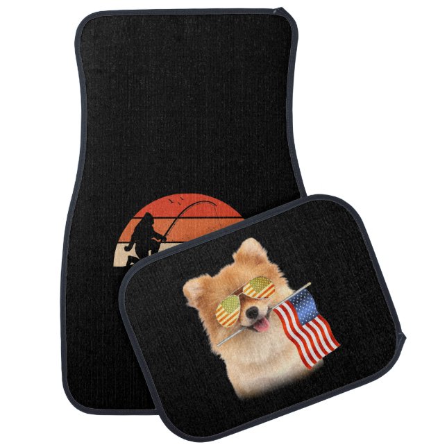 Bigfoot Fishing Sasquatch Frisherman Funny Fathers Car Floor Mat (Set)