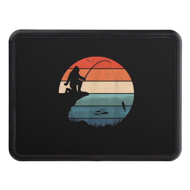 Bigfoot Fishing Sasquatch Frisherman Funny Fathers Hitch Cover (Front)