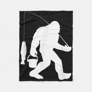 Bigfoot Fishing Shirt Funny Sasquatch And Fish  Fleece Blanket