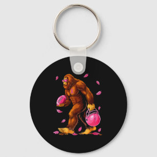 Bigfoot Football Nk Ribbon Breast Cancer Awareness Keychain
