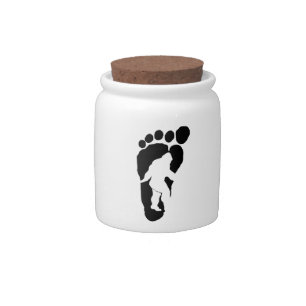 Bigfoot footprint candy jar