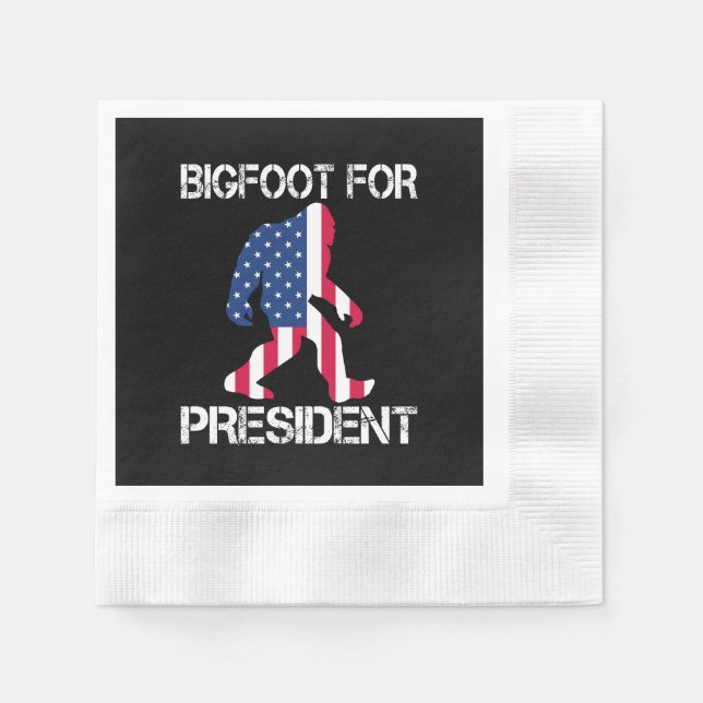 Bigfoot For President Funny Bigfoot Napkins (Front)