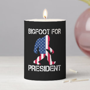 Bigfoot For President Funny Bigfoot Pillar Candle